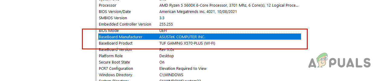 معلومات اللوحة الأم