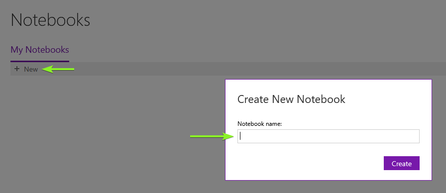 لقطة شاشة لإنشاء دفتر ملاحظات عبر الويب