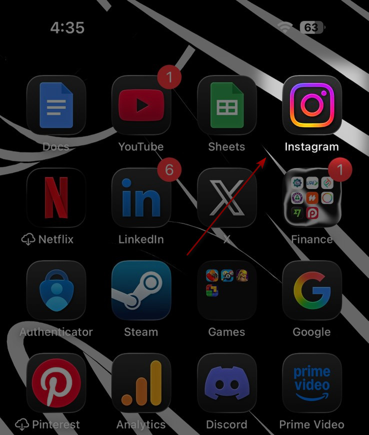 افتح ملف Instagram الشخصي
