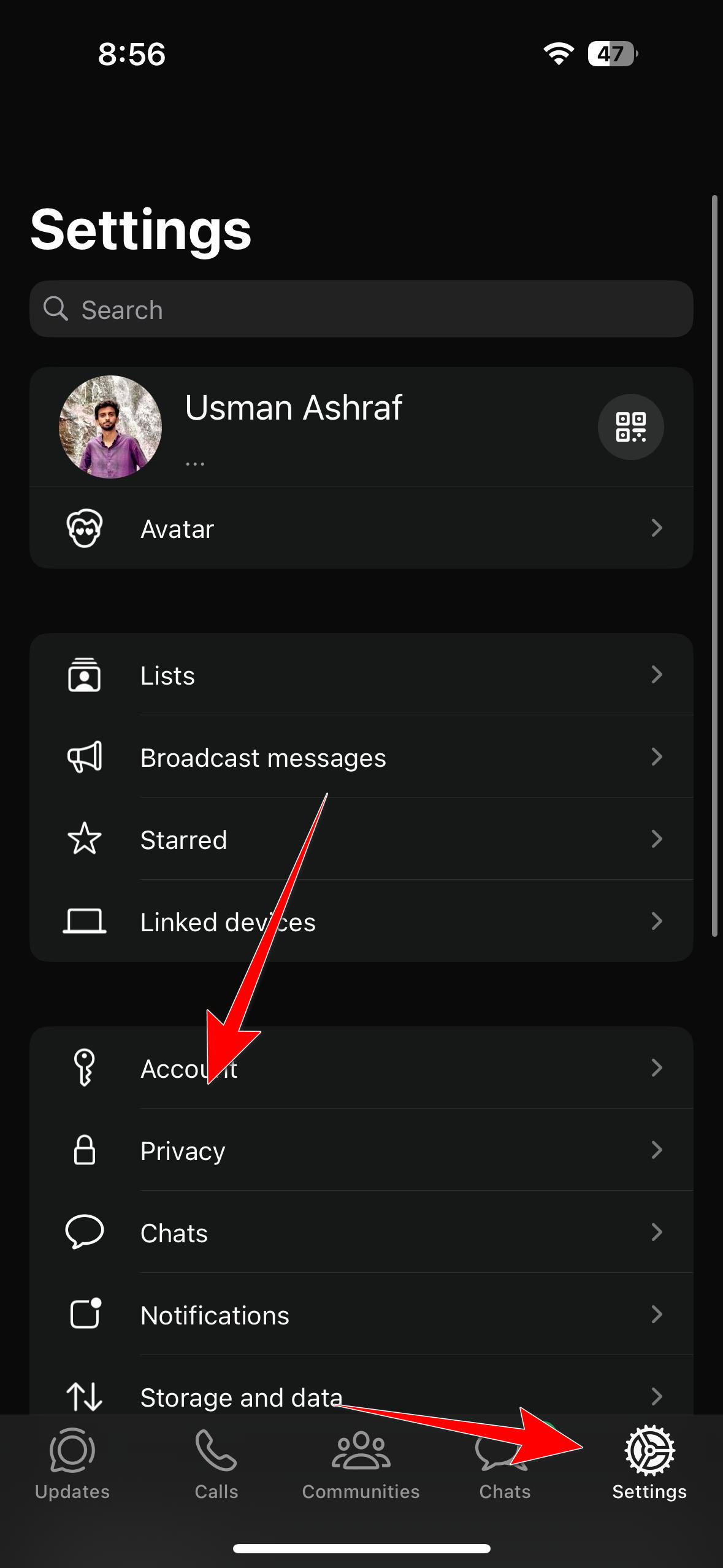 افتح الإعدادات وانتقل إلى الخصوصية