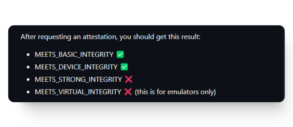 فحوصات Play Integrity