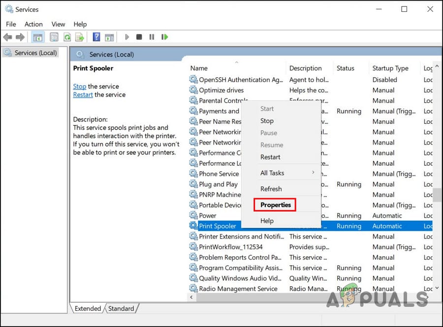 انقر على خيار الخصائص