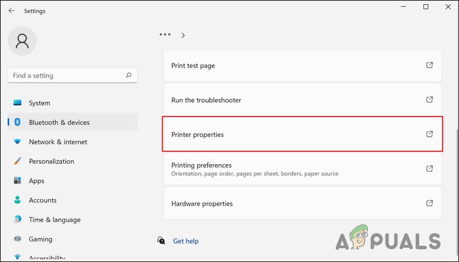 انقر على Printer properties