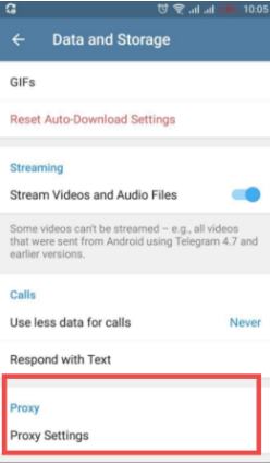 إعدادات وكيل Telegram على iOS/Android
