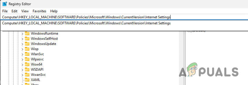 التنقل إلى مسار إعدادات الإنترنت