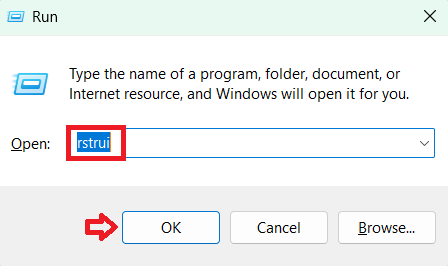 rstrui في أمر التشغيل
