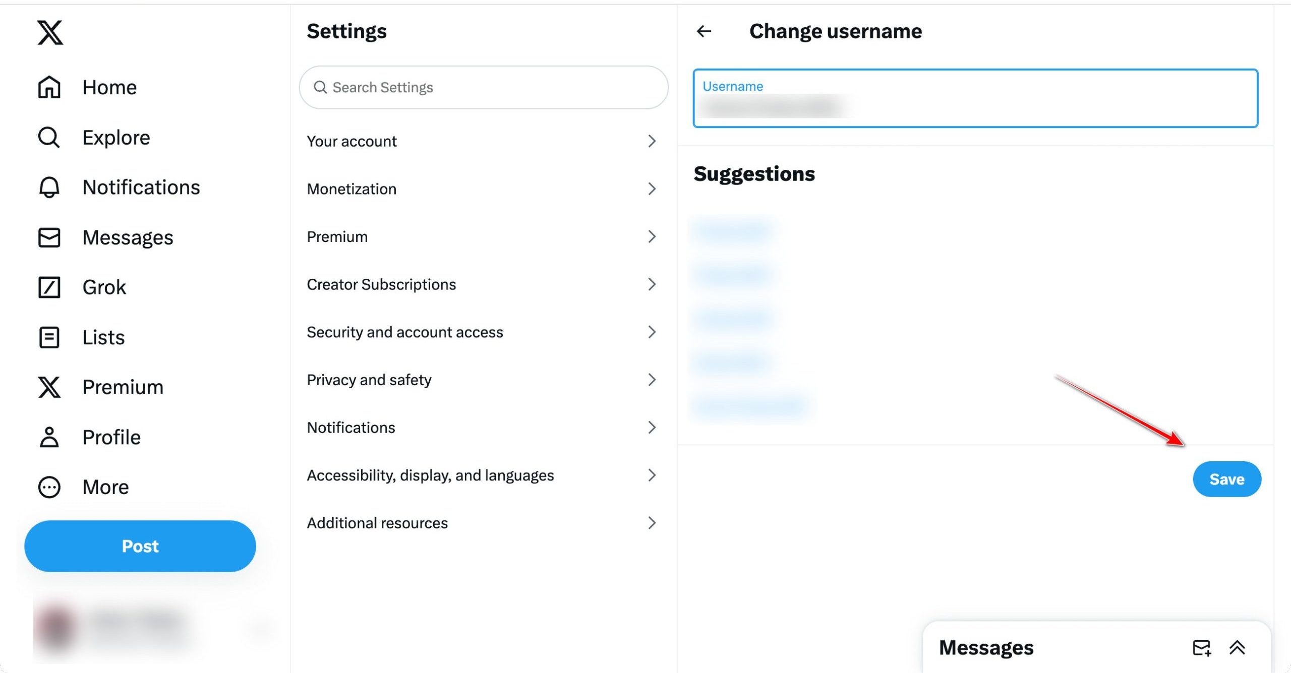 حفظ اسم مستخدم Twitter الجديد على سطح المكتب