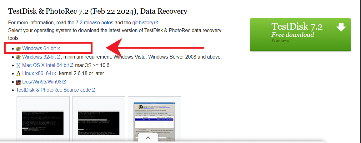 اختر إصدار TestDisk