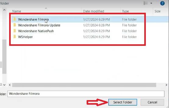 تحديد مجلد Wondershare Filmora في الاستثناءات