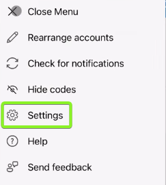 خيار الإعدادات