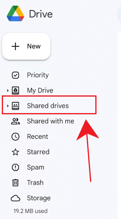النقر على مساحات التخزين السحابية المشتركة