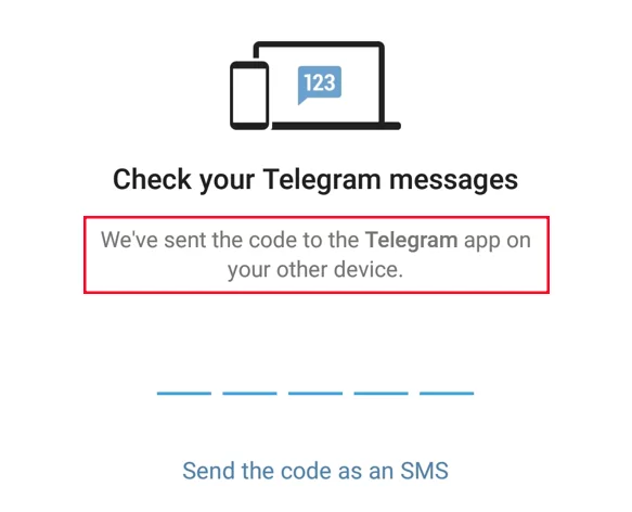 Telegram code via app