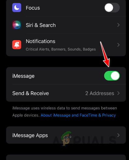Turning off iMessage