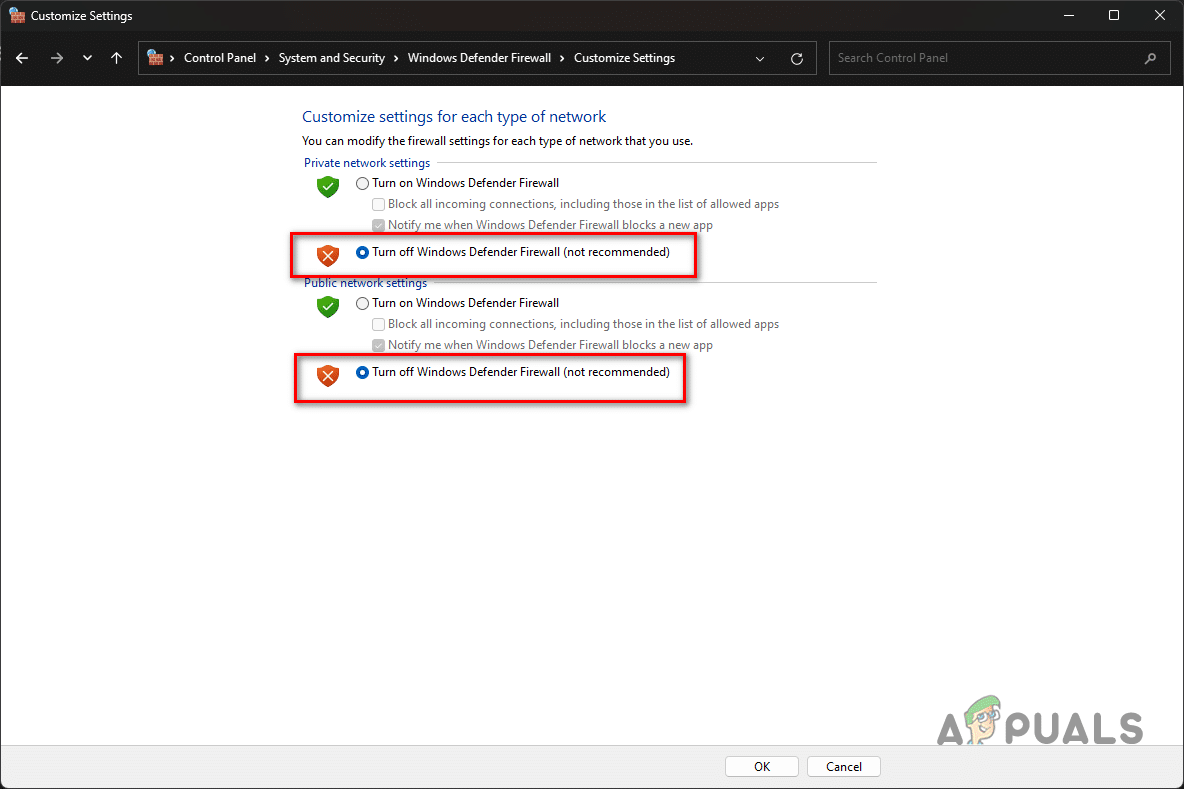 تعطيل جدار حماية Windows Defender