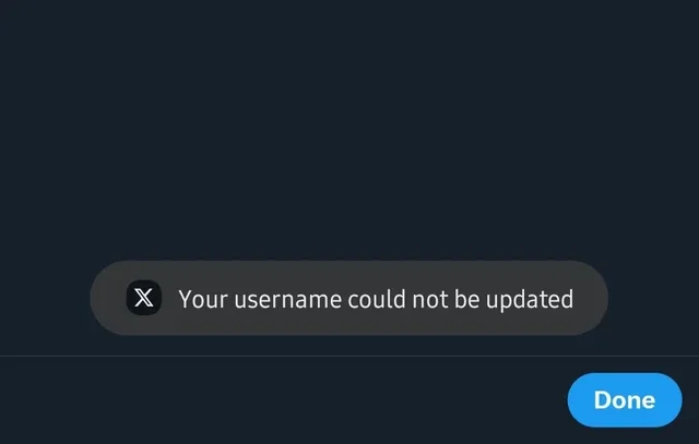 خطأ تعذر تغيير اسم مستخدم تويتر