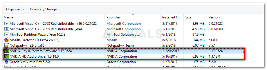 إلغاء تثبيت جميع البرامج المتعلقة بوحدة معالجة الرسوميات