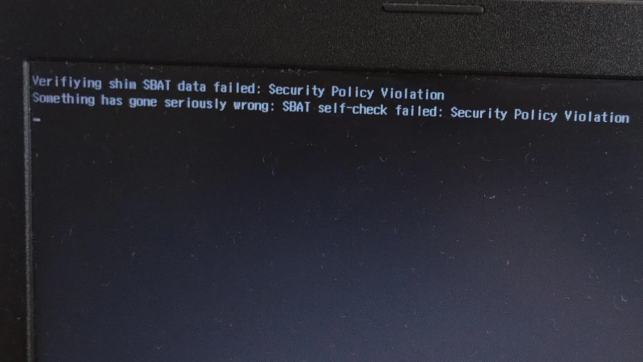 إصلاح: فشل التحقق من بيانات Shim SBAT – انتهاك سياسة الأمان