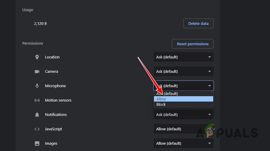 السماح بالوصول إلى الميكروفون