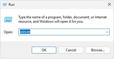 Winver يعرض إصدار Windows
