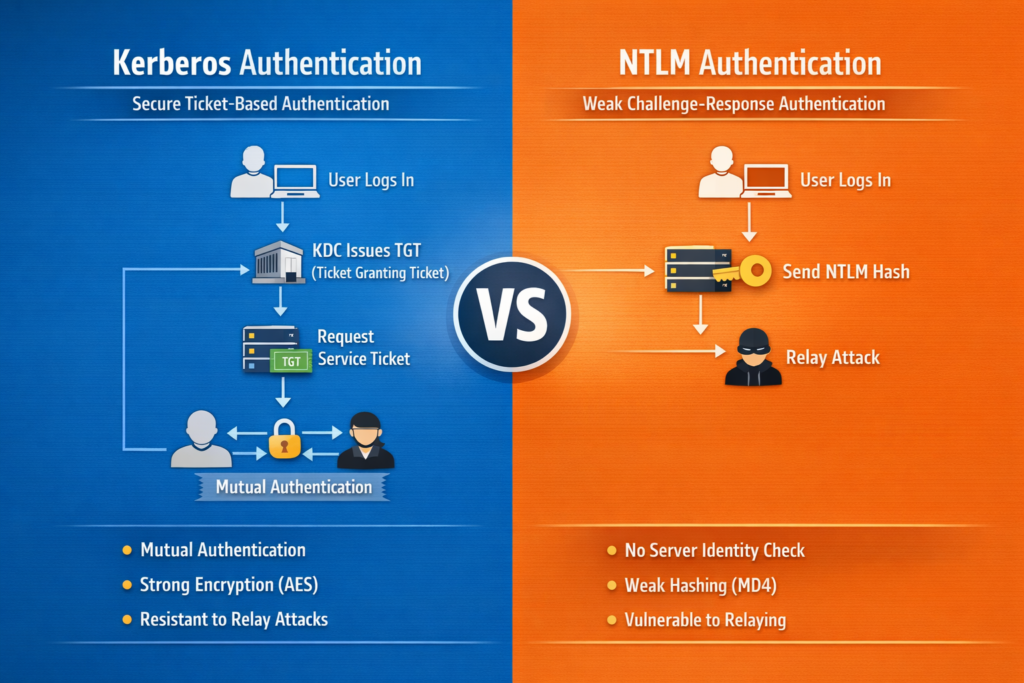 Come funziona l'autenticazione Kerberos rispetto a NTLM?