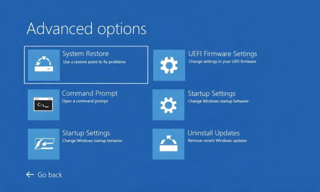 高度なスタートアップでトラブルシューティングモードを有効にする