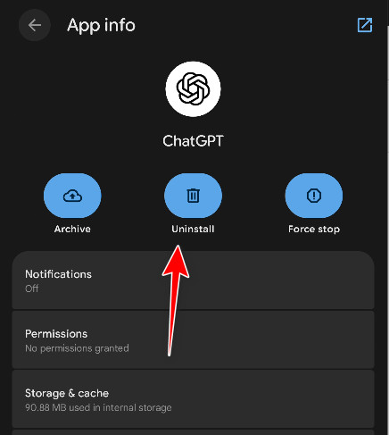 إلغاء تثبيت ChatGPT من Android