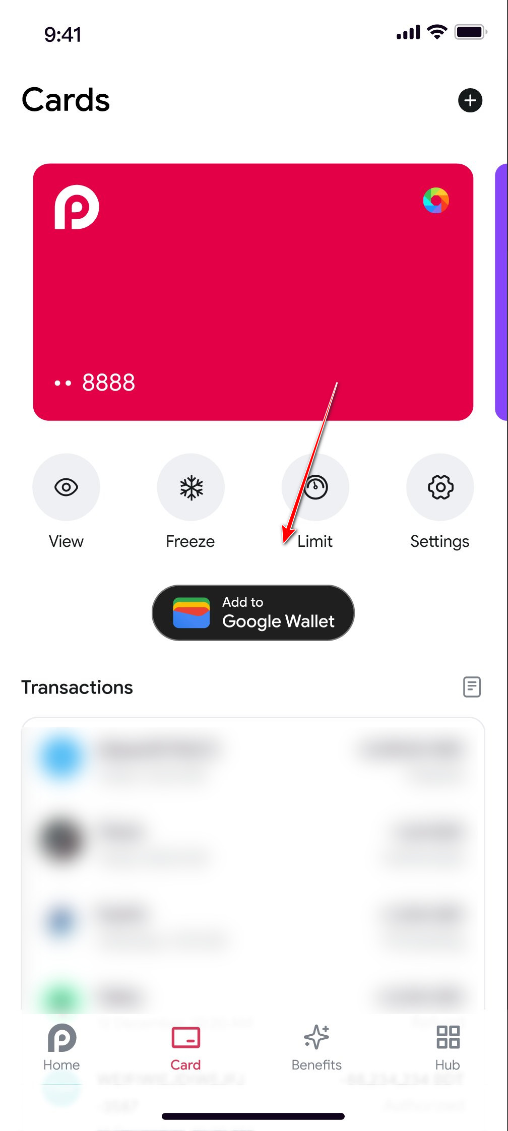 خيار تطبيق البنك لإضافة بطاقة إلى Google Wallet
