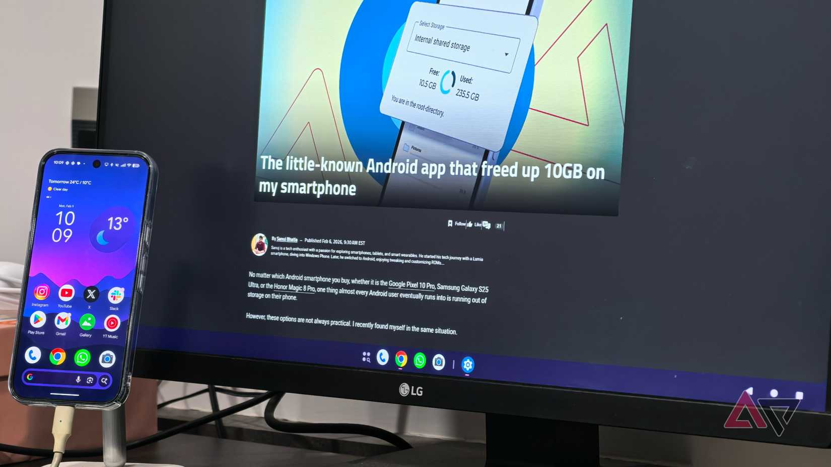عرض واسع لإعداد وضع سطح المكتب في Android مع الهاتف والشاشة