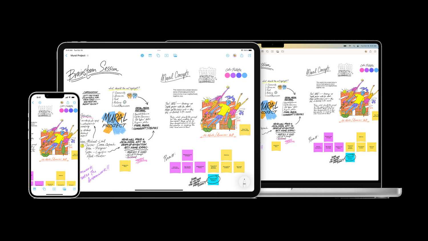 تطبيق Freeform من Apple على iPhone و iPad و Mac.
