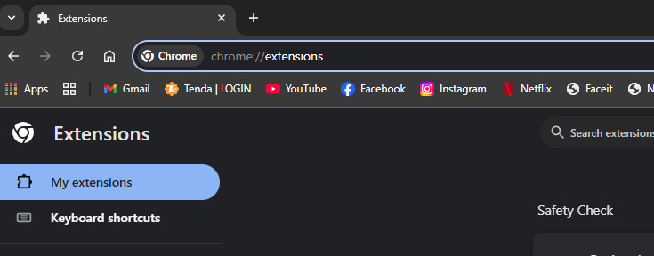 فتح صفحة إضافات Chrome