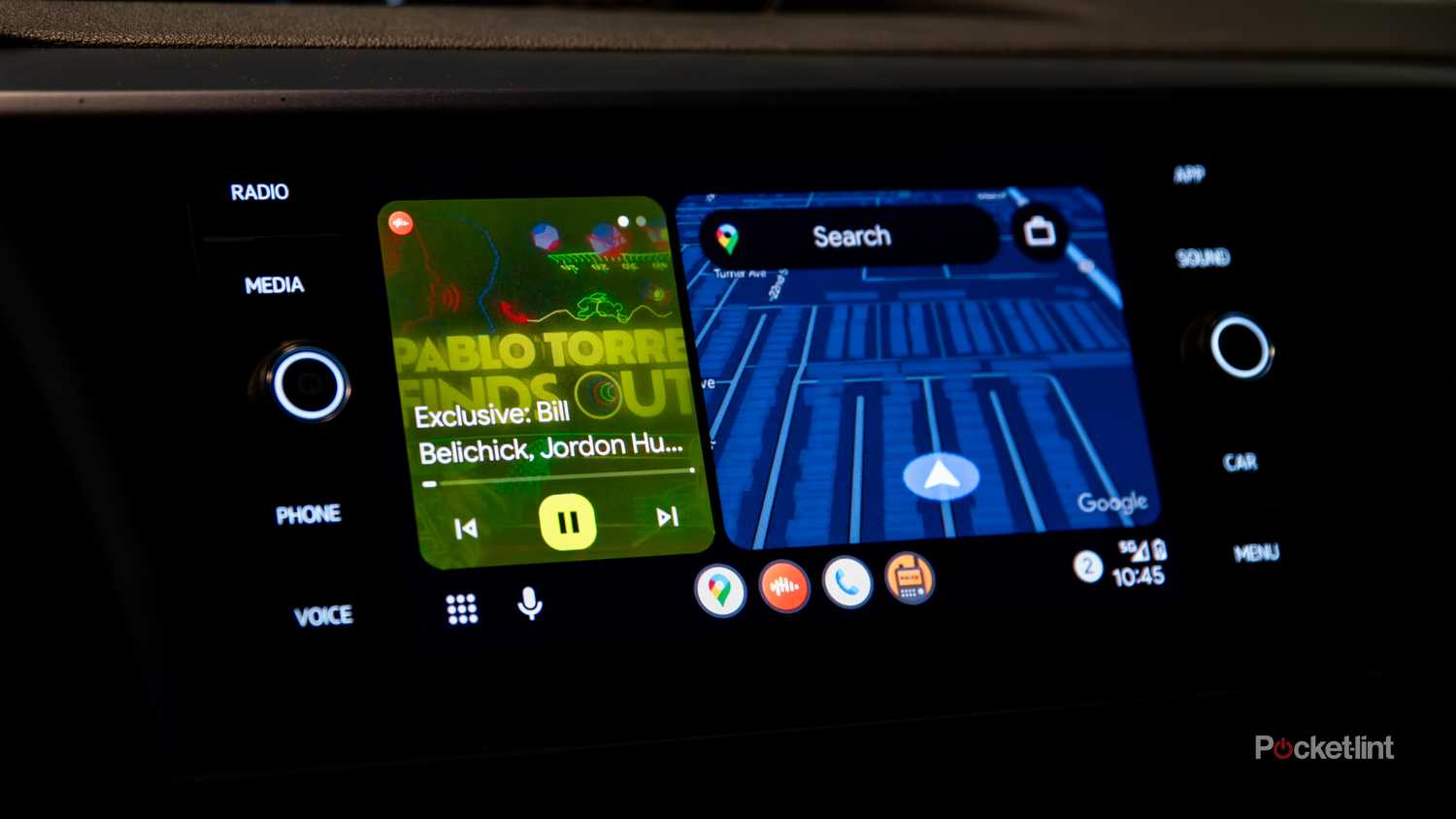 صورة ثابتة للشاشة الرئيسية لنظام Android Auto.