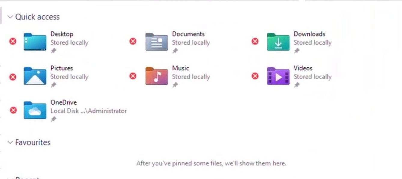 علامة X حمراء تظهر على أيقونة Windows تشير إلى أن العنصر غير متاح أو لا تتم مزامنته
