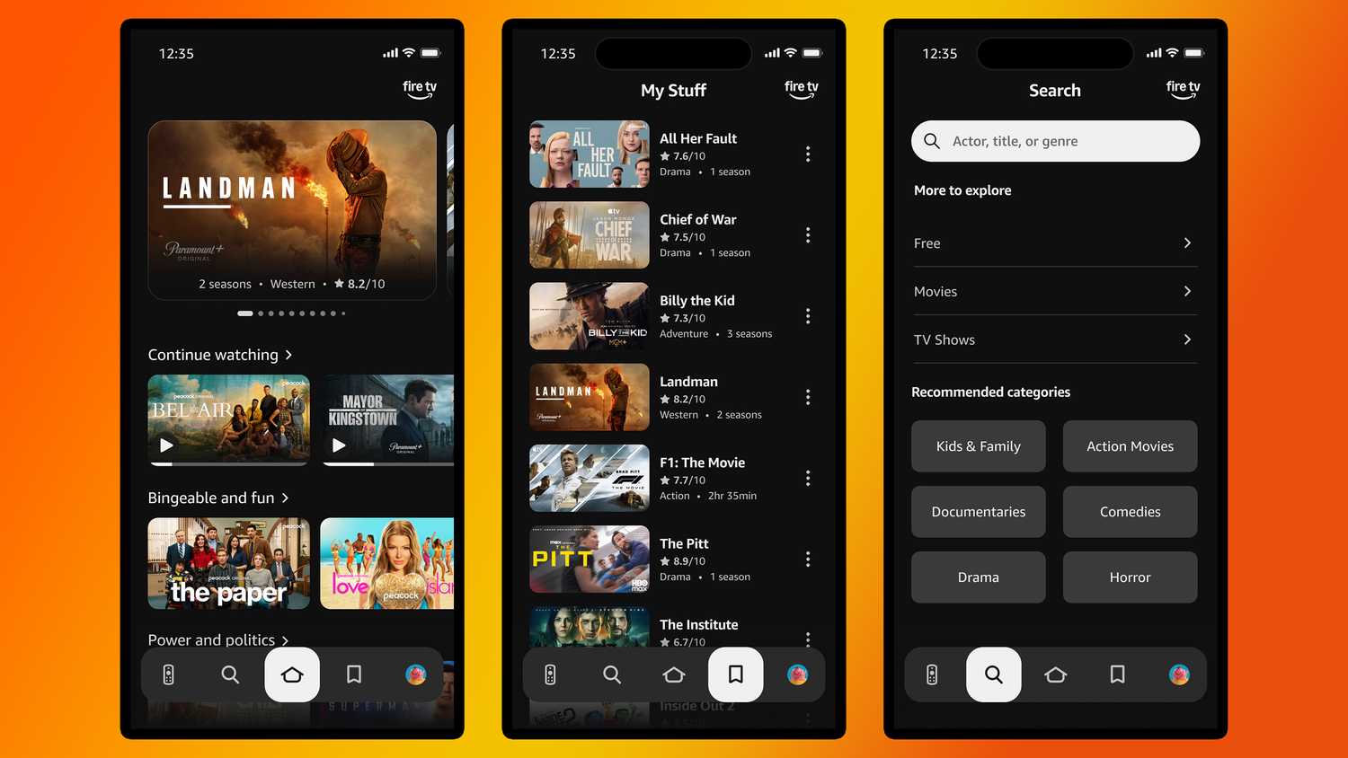 تصميم محدث لتطبيق Fire TV للهاتف المحمول.