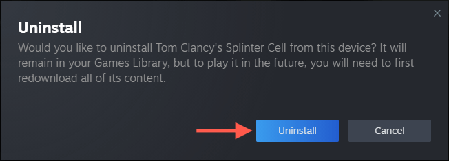 Uninstall option highlighted in a confirmation pop-up.