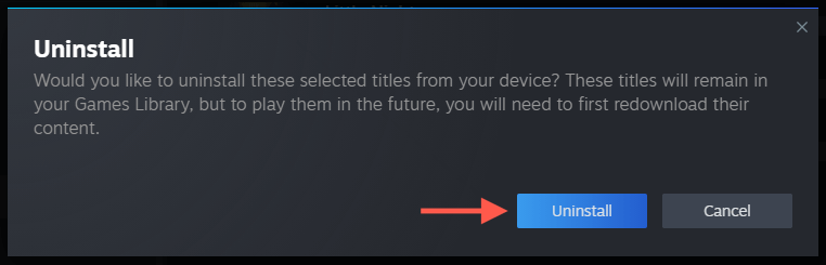 خيار إلغاء التثبيت مُحدد في نافذة تأكيد منبثقة.