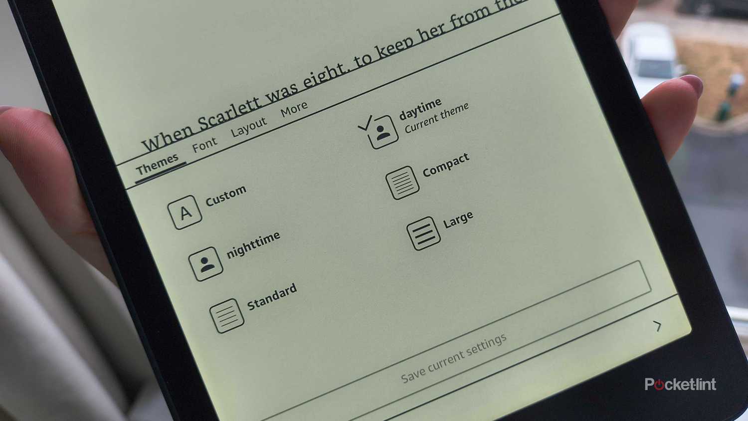 صفحة السمات المخصصة على Kindle.