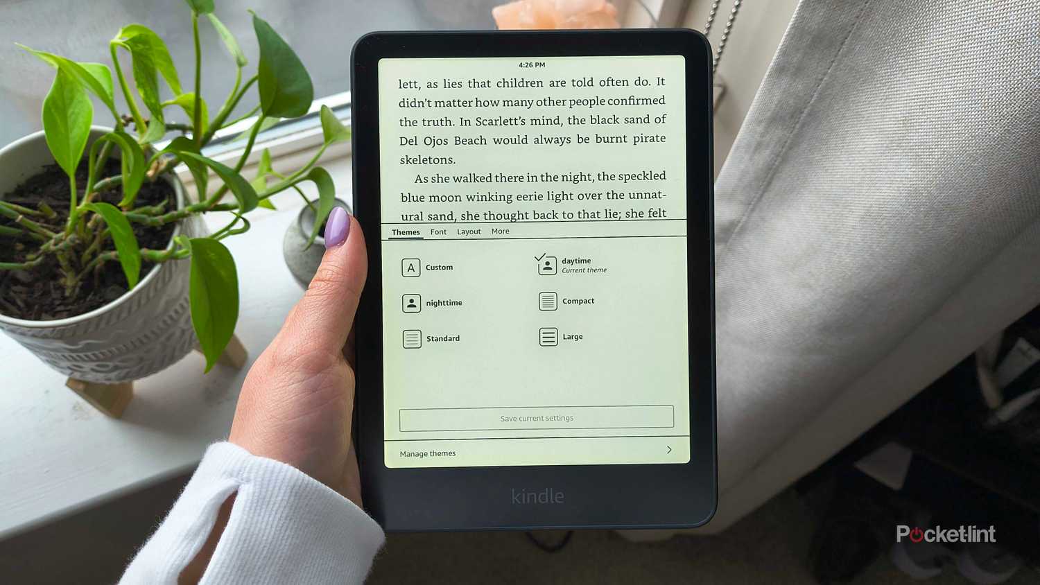 مظهر القراءة المخصص النهاري على جهاز Kindle.