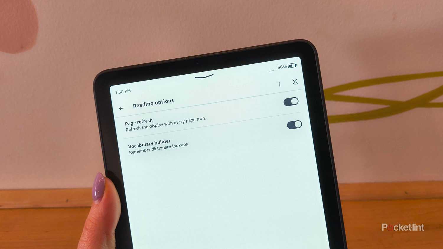 خيارات القراءة على جهاز Kindle Paperwhite.