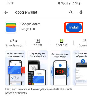 تثبيت Google Wallet من متجر Play