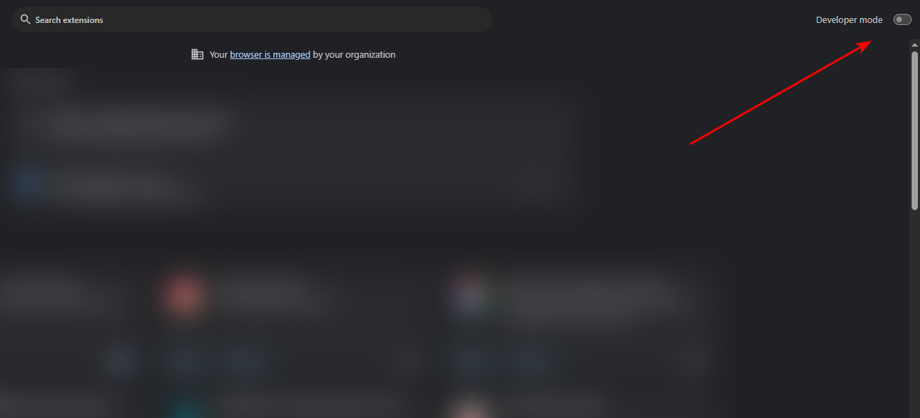 تمكين وضع المطور في إضافات Chrome