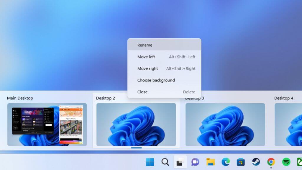 仮想デスクトップのサムネイルの名前を変更する
