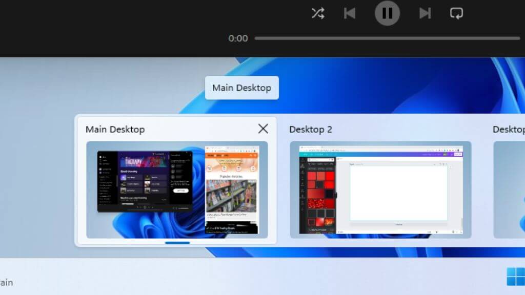 デスクトッププレビューポップアップを使用して仮想デスクトップを切り替える