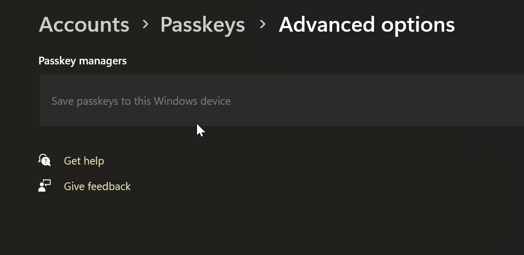 Пароли в настройках Windows