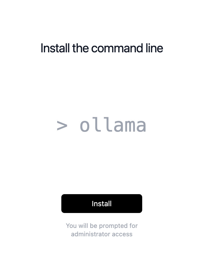 インストールボタンを備えたOllamaのグラフィカルユーザーインターフェース