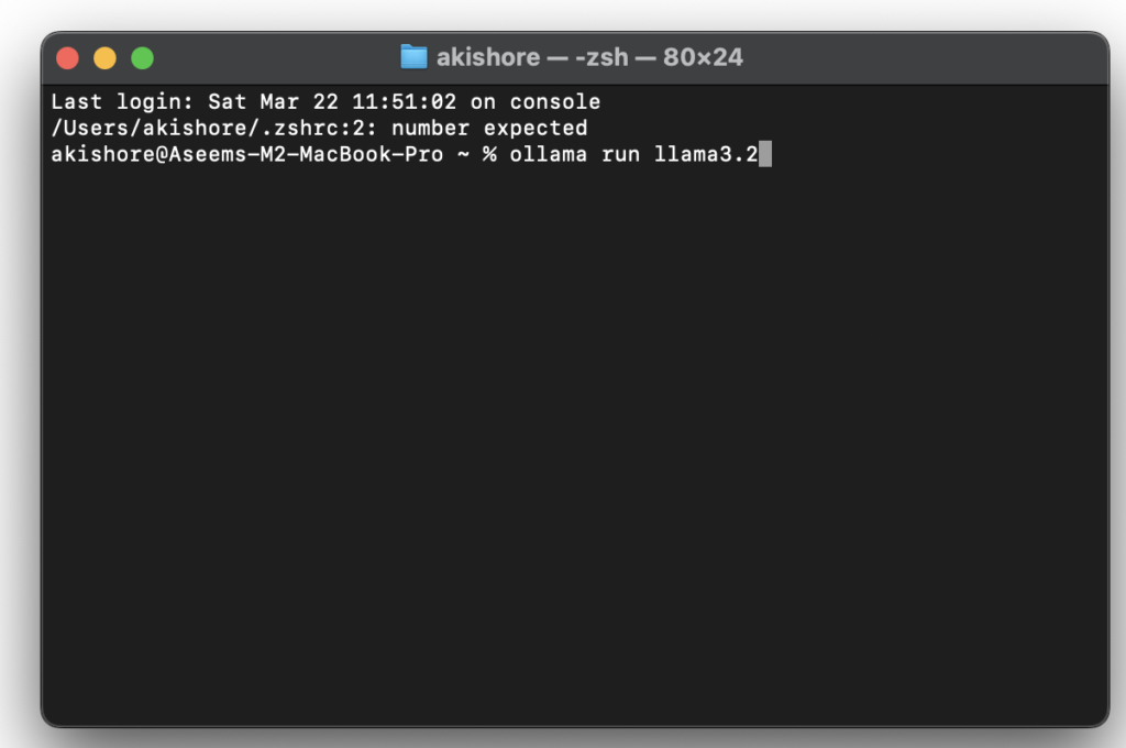 ollamaを使用してllama 3.2を起動する