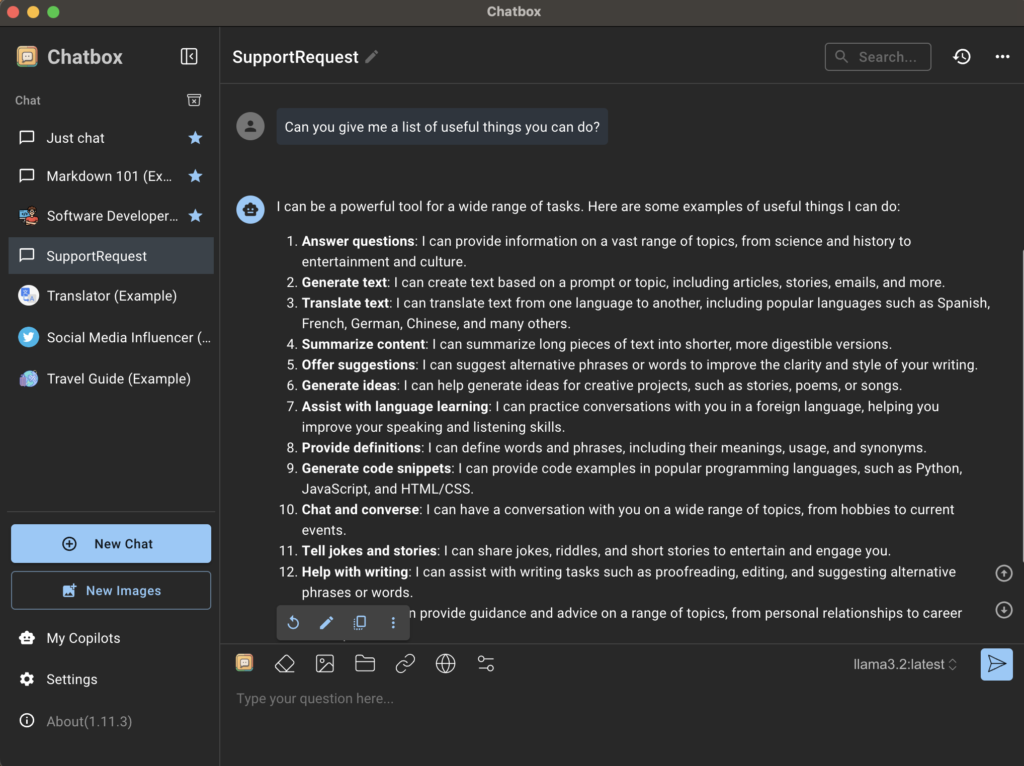 チャットボックスAIとLLMを使った新しいチャットウィンドウ