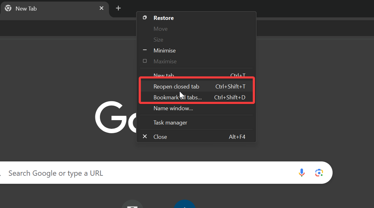 Google Chromeで閉じたタブを再度開く