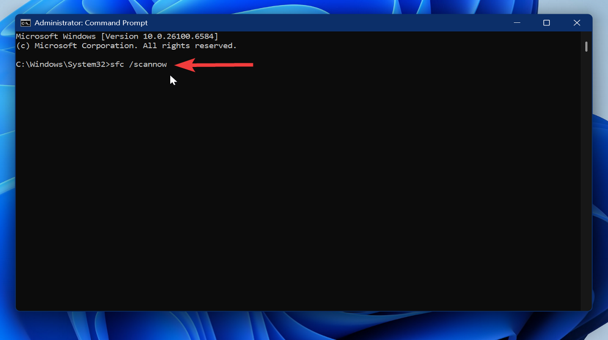 コマンドプロンプトでsfc /scannow