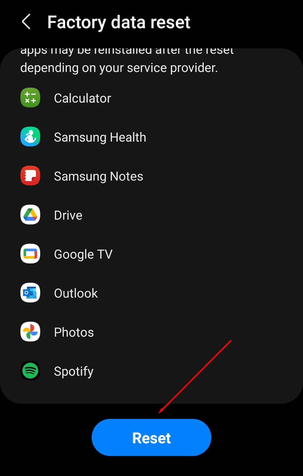 工場出荷時設定へのリセットを実行する画像4