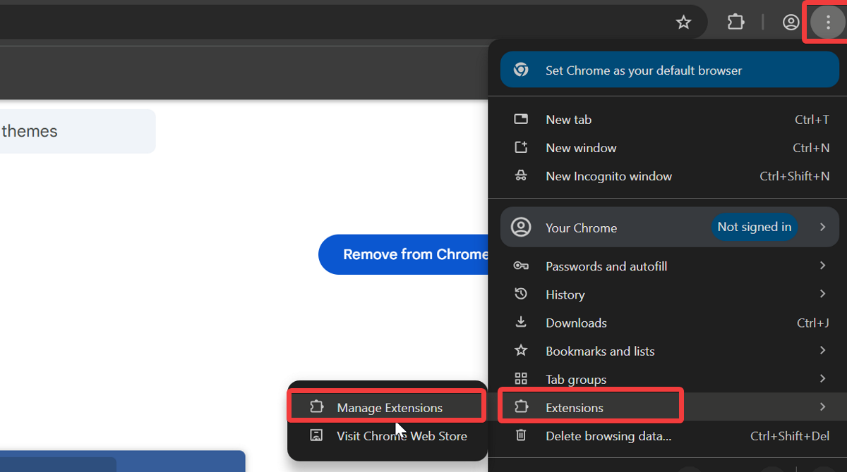 Google Chrome 拡張機能の管理
